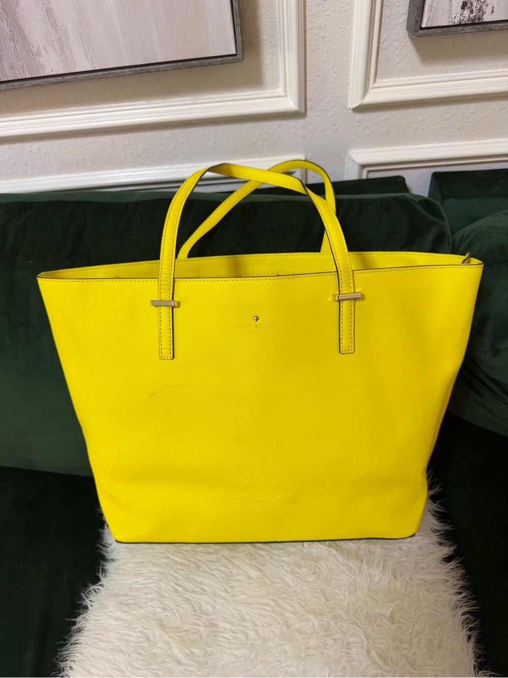 Kate Spade Yellow Leather Tote Bag - Women's Everyday Shoulder Tote